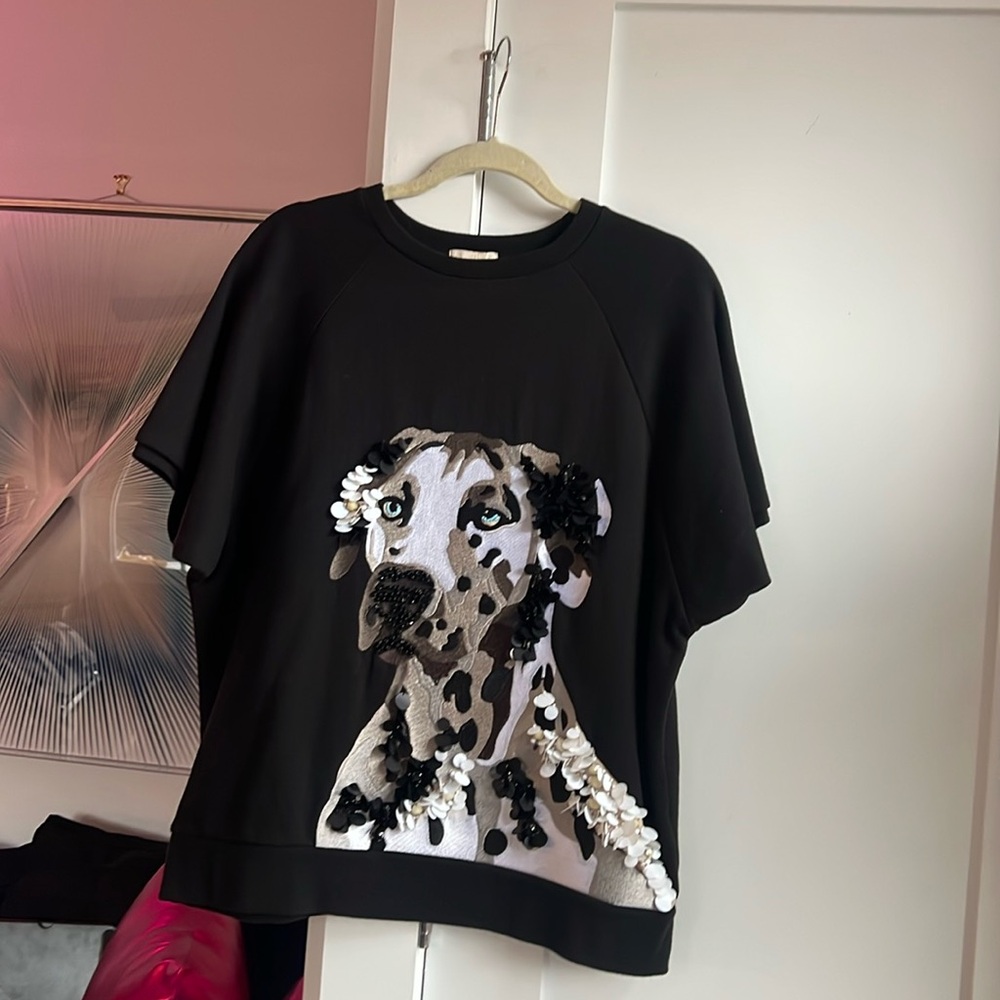 Maximalist style rare Dalmatian Dog tunic - beaded - embroidered H&M exclusive